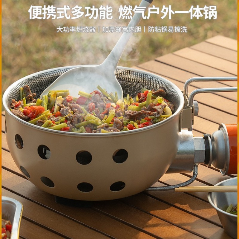 Camping Cooking One Pot - Draagbare cassettekooktoestel voor buiten, alles-in-één kookpot,