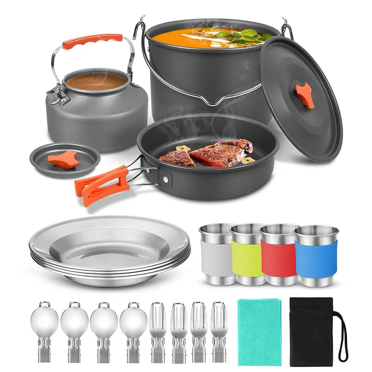 Camping Cooking One Pot - 4-5 persoons aluminium outdoor camping pannenset