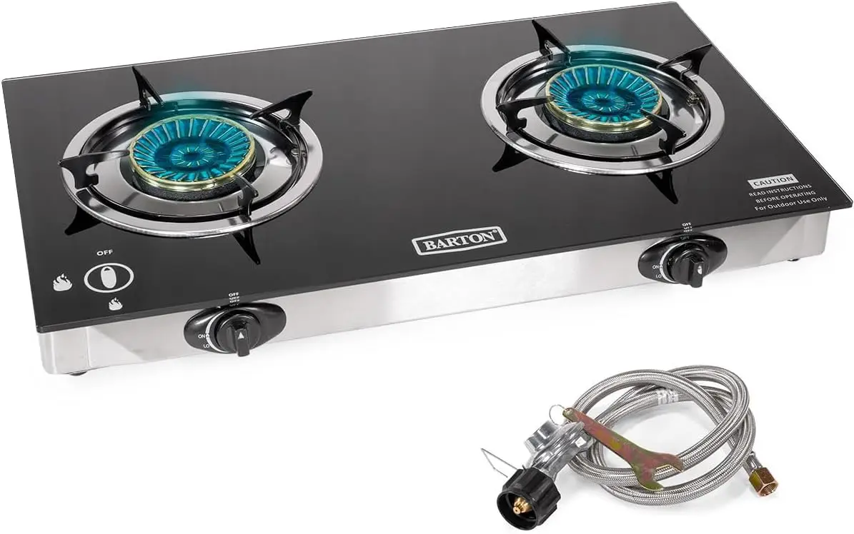 Camping Cooking Top - 2-pits propaangasfornuis, 25.516 BTU draagbare campingkookplaat