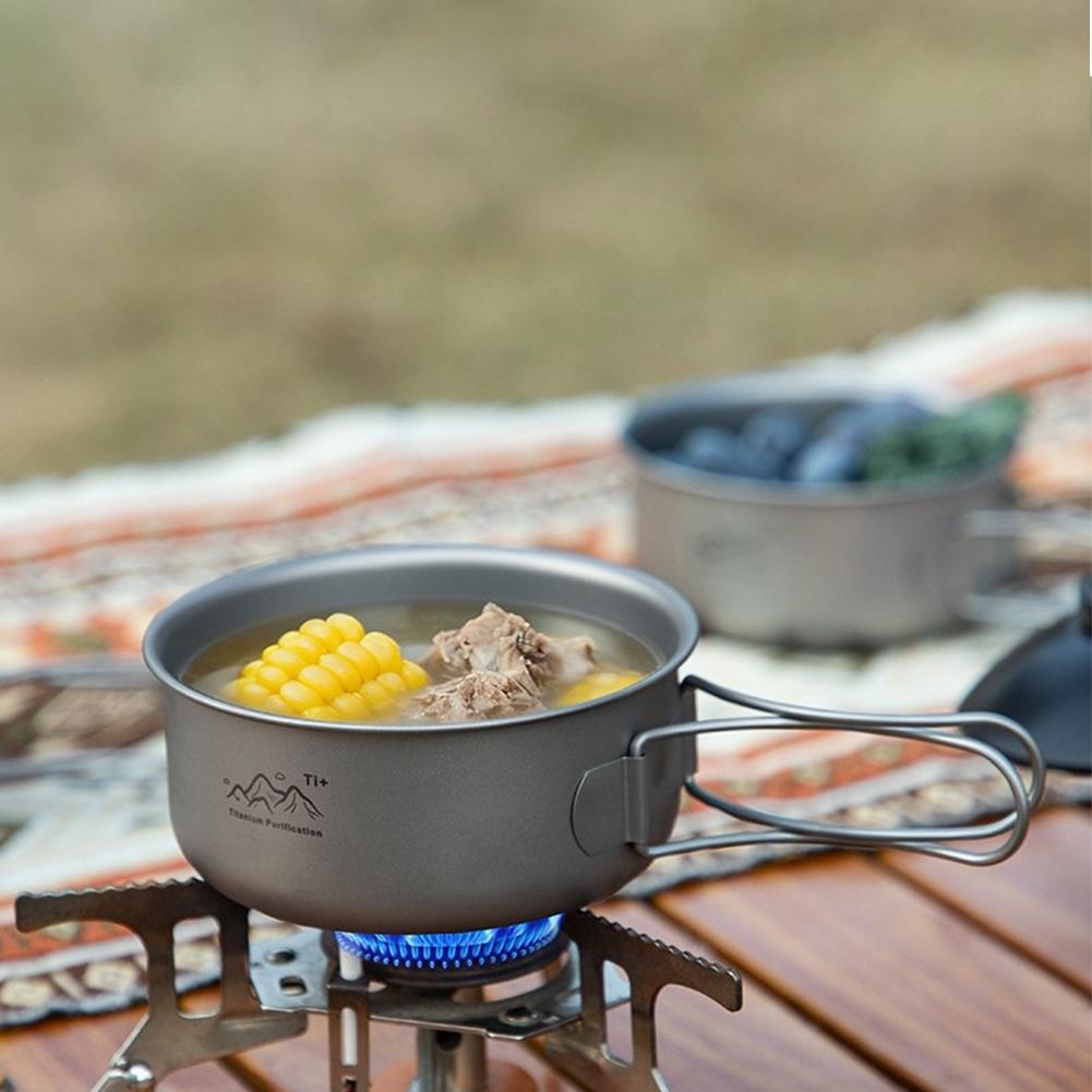 Camping Cooking One Pot - Outdoor picknick titanium kookpot Gezuiverde opvouwbare