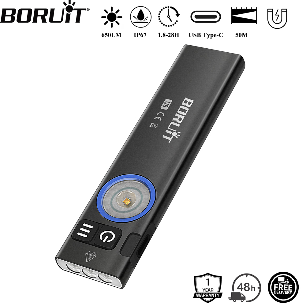 Camping Cooking Fish - BORUiT U8 650LM EDC LED-zaklamp Type-C