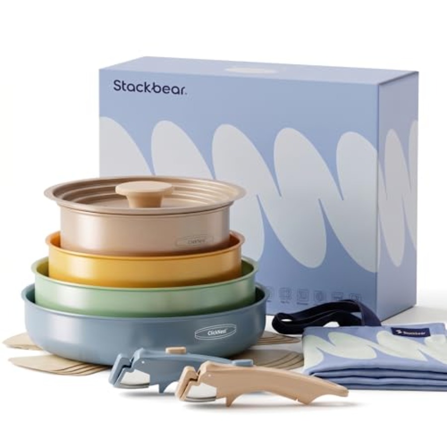 Camping Cooking Set Detachable Handle - Keramische kookset, pannen en potten met