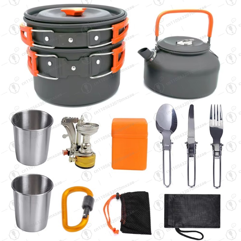 Camping Cooking Accessories Set - Outdoor aluminium kookgerei 10-delige set: opvouwbaar
