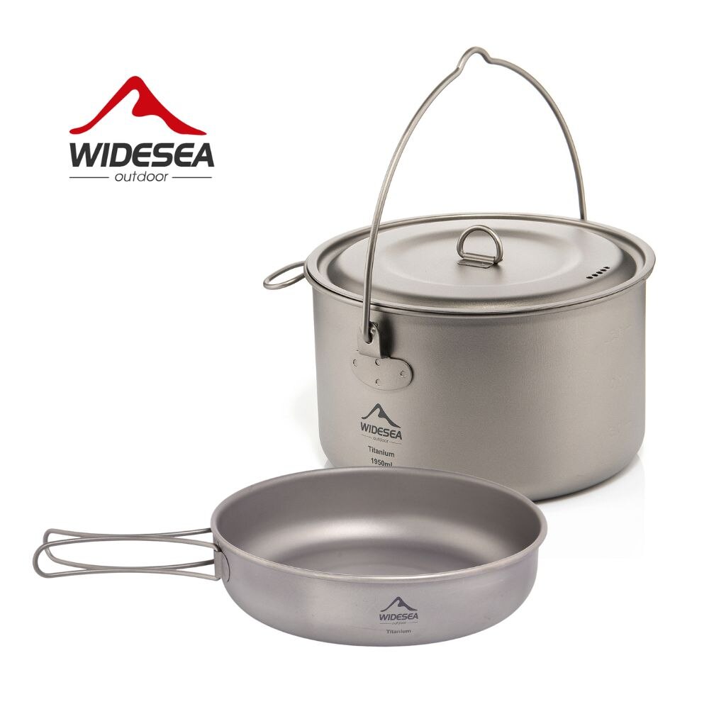 Mess Kit Titanium - Widesea Camping Tafelgerei Titanium Kookgerei Set