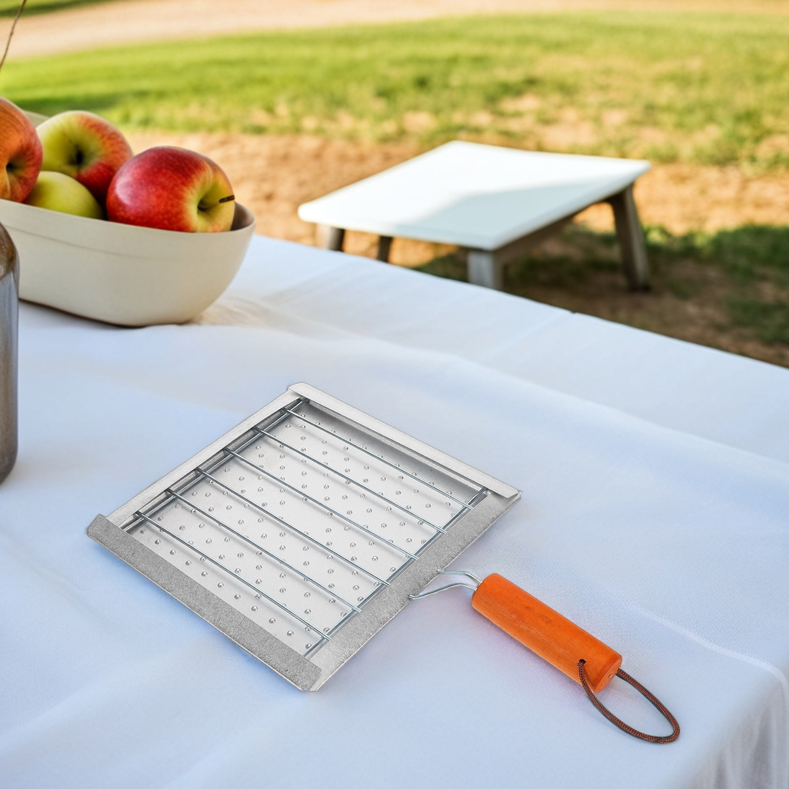 Camping Cooking Top - Draagbaar vierkant houten broodroosterrek met handvat