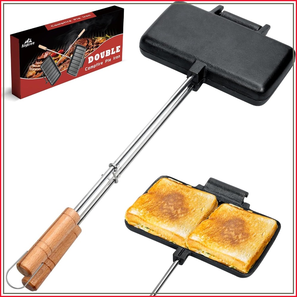 Camping Cooking Cast Iron - Dubbele ijzeren pannen voor kamperen, draagbare