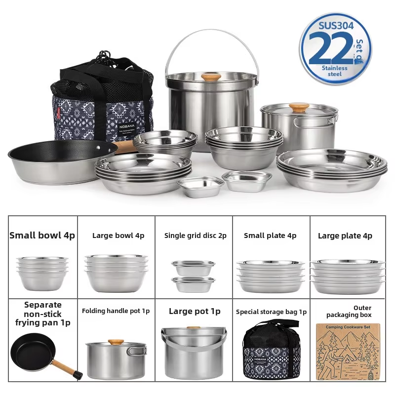 Camping Cooking Accessories Set - NOBANA Nieuwste Outdoor Rvs Pot Set