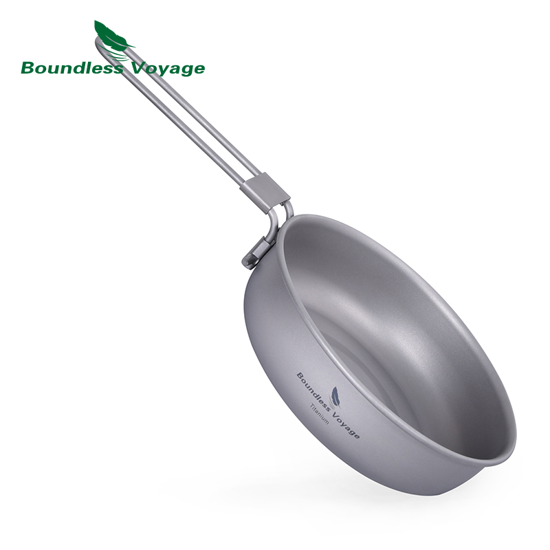 Camping Cooking Set Compact - Grenzeloze Voyage Ultralichte Titanium Koekenpan Met