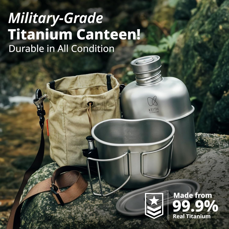 Mess Kit Titanium - Keith Titanium Fles Outdoor Camping Wandelen