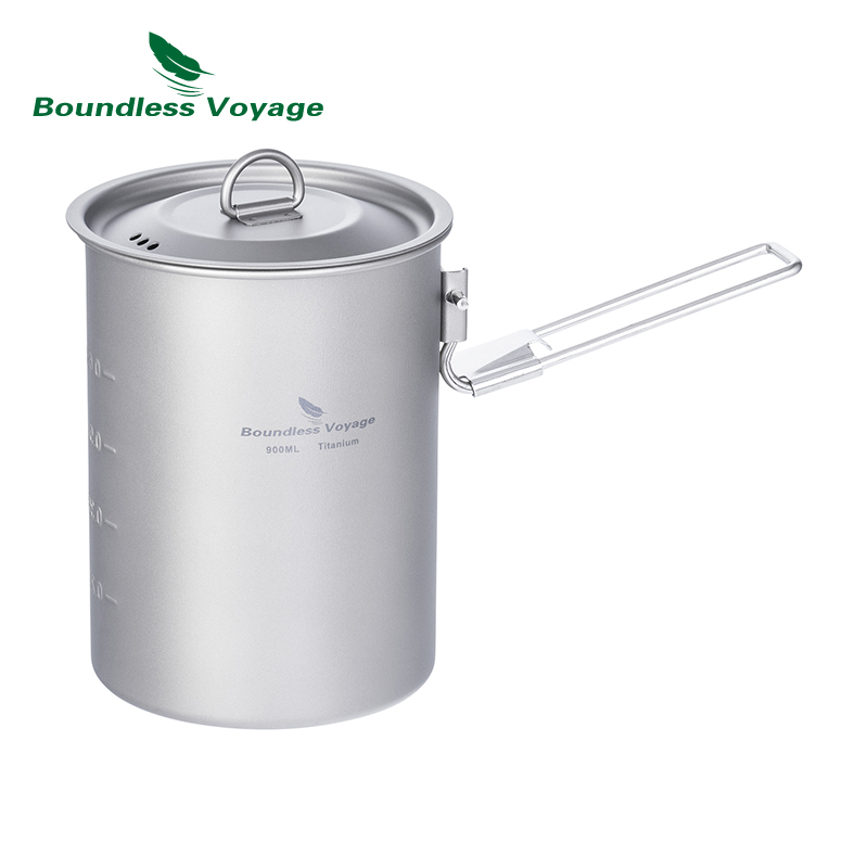 Mess Kit Titanium - Boundless Voyage 900ml Titanium Pot Cup