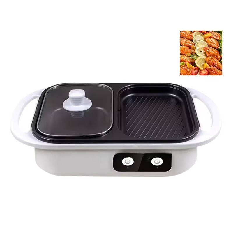 Camping Cooking One Pot - Anti-aanbak barbecue hotpot multifunctionele twee-in-één elektrische