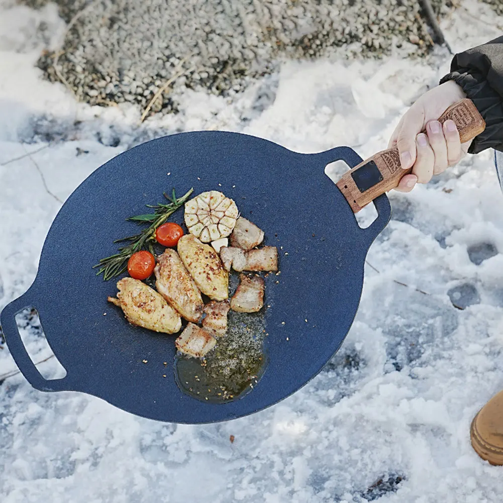 Camping Cooking Set Detachable Handle - 1 stuk Outdoor Natuurlijke Houten Grillpan