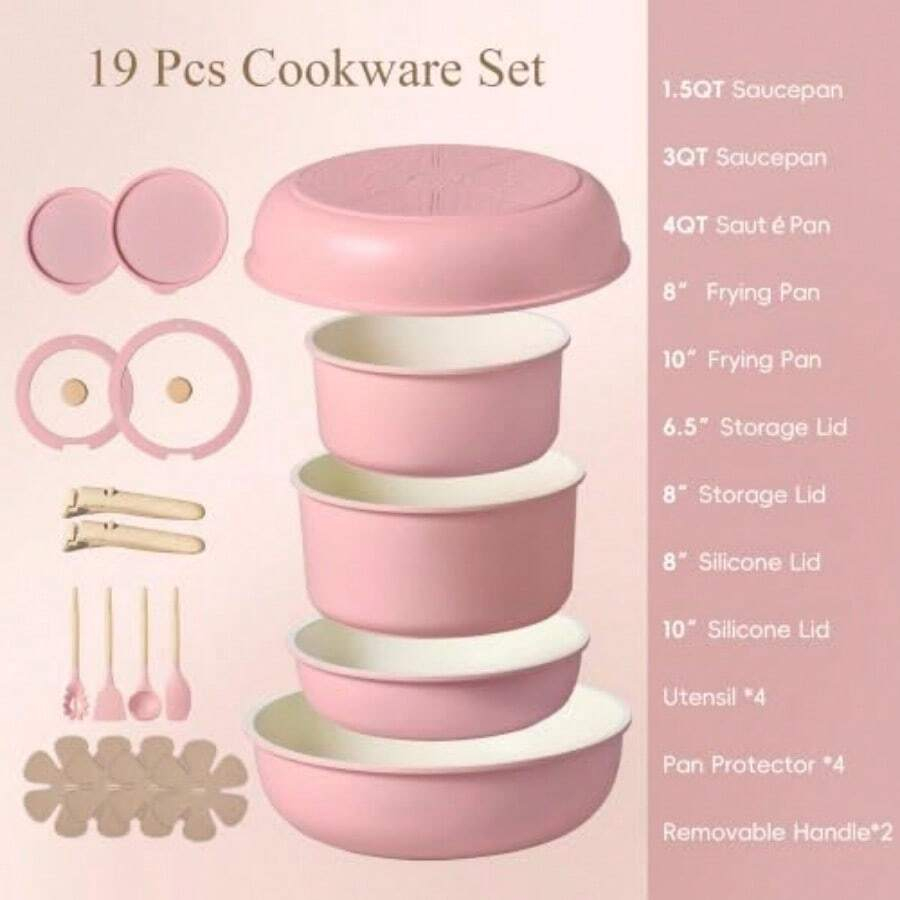 19-delige pannenset met antiaa - Camping Cooking Set Detachable Handle recensie en prijs