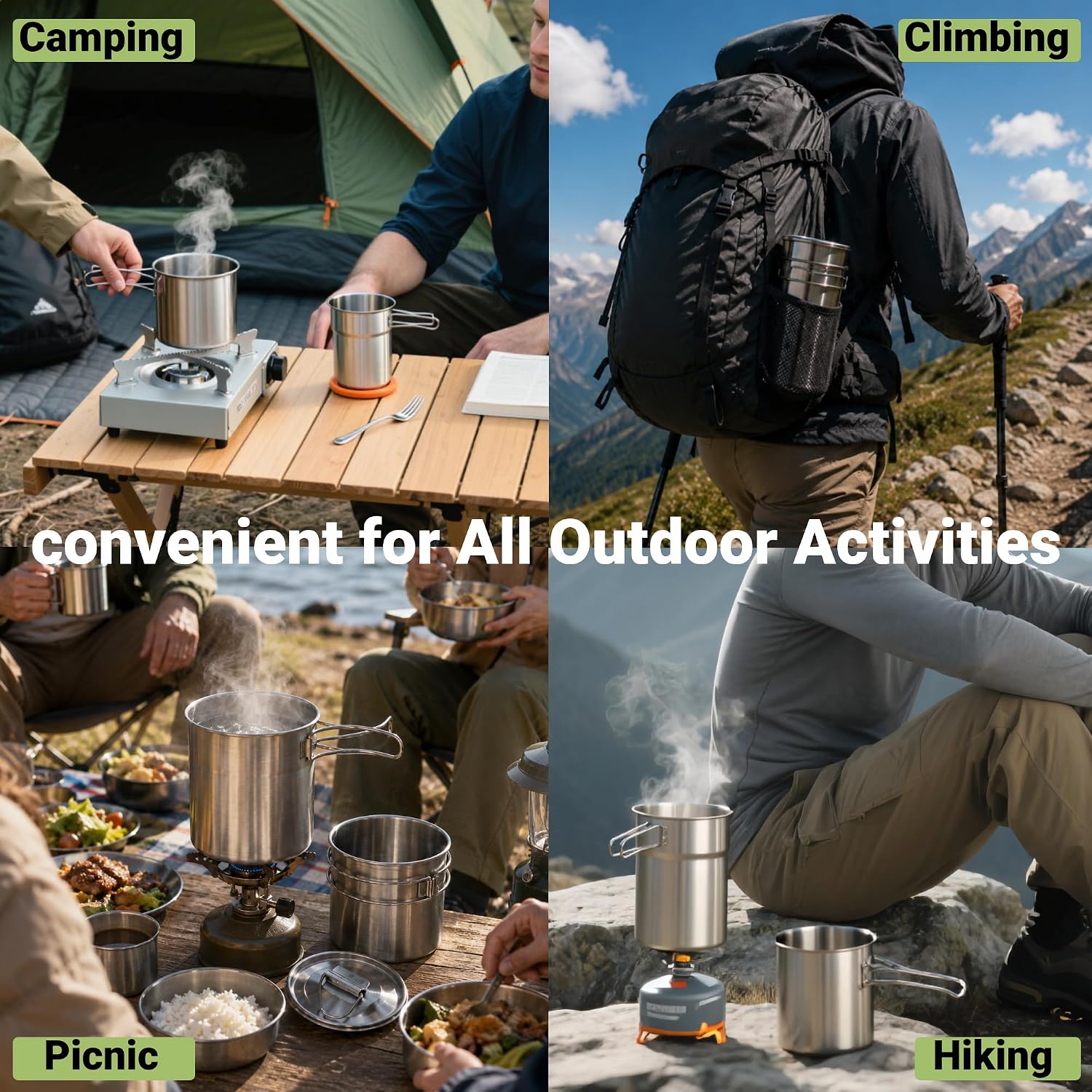 Opvouwbare campingbekers, camp - Camping Outdoor Cooking Set recensie en prijs