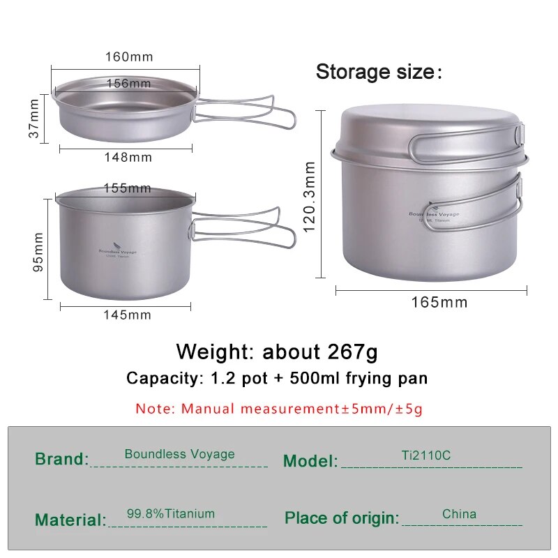 Boundless Voyage Titanium Pot  - Camping Cooking Set Compact recensie en prijs