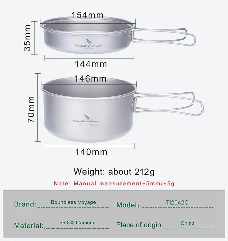 Boundless Voyage Titanium Pot  - Camping Cooking Set Compact recensie en prijs