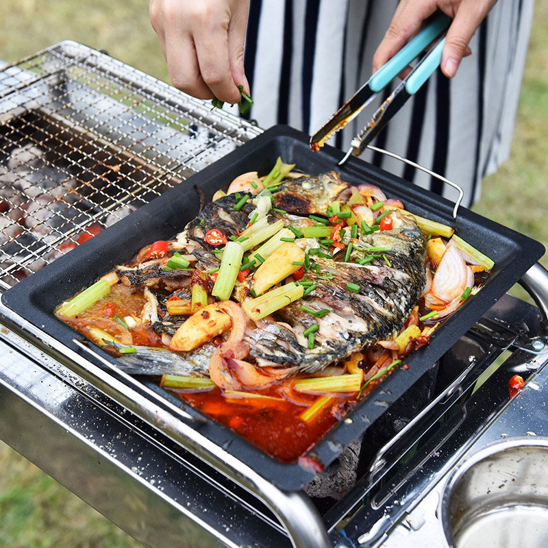 Buiten dikke vierkante grillpa - Camping Cooking Ware recensie en prijs