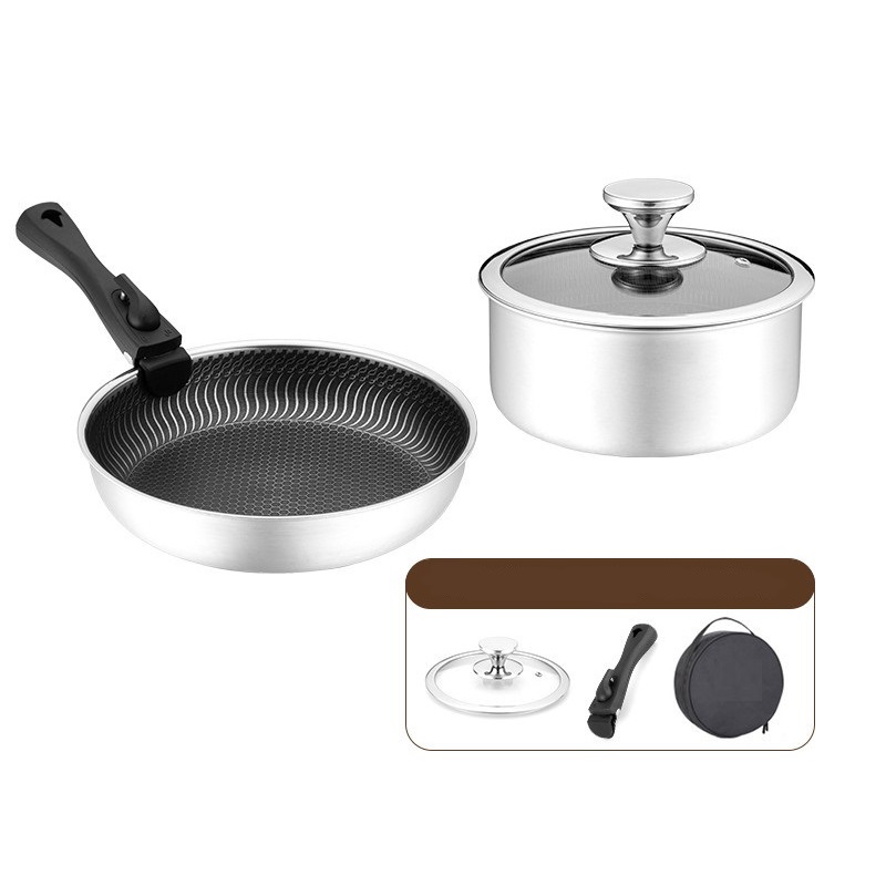 6 Stuks 3-laags Roestvrijstale - Camping Cooking Set Detachable Handle recensie en prijs