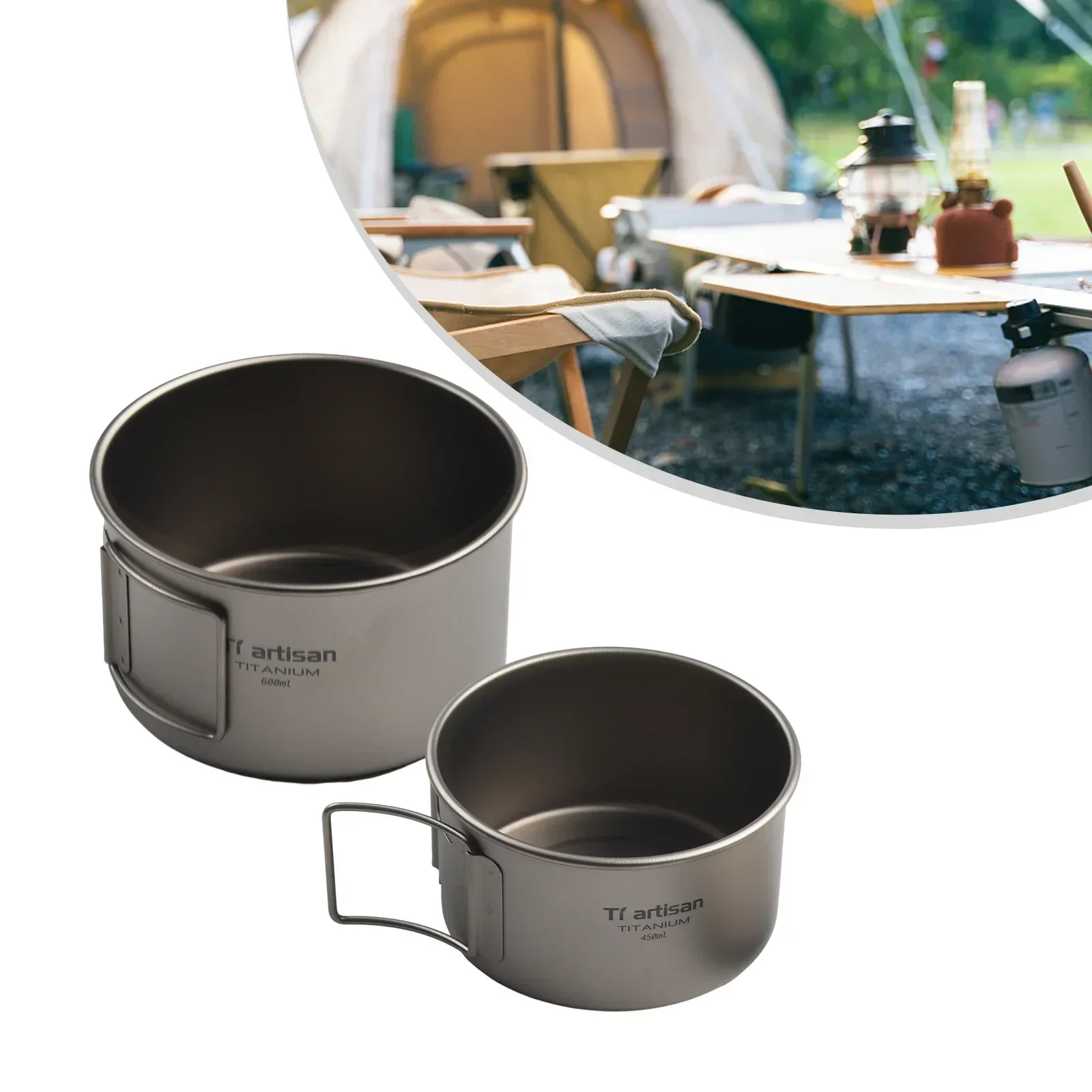 Titanium kom met inklapbaar ha - Camping Cooking Ware recensie en prijs