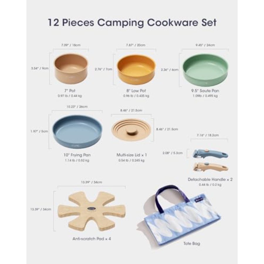 Keramische kookset, pannen en  - Camping Cooking Set Detachable Handle recensie en prijs