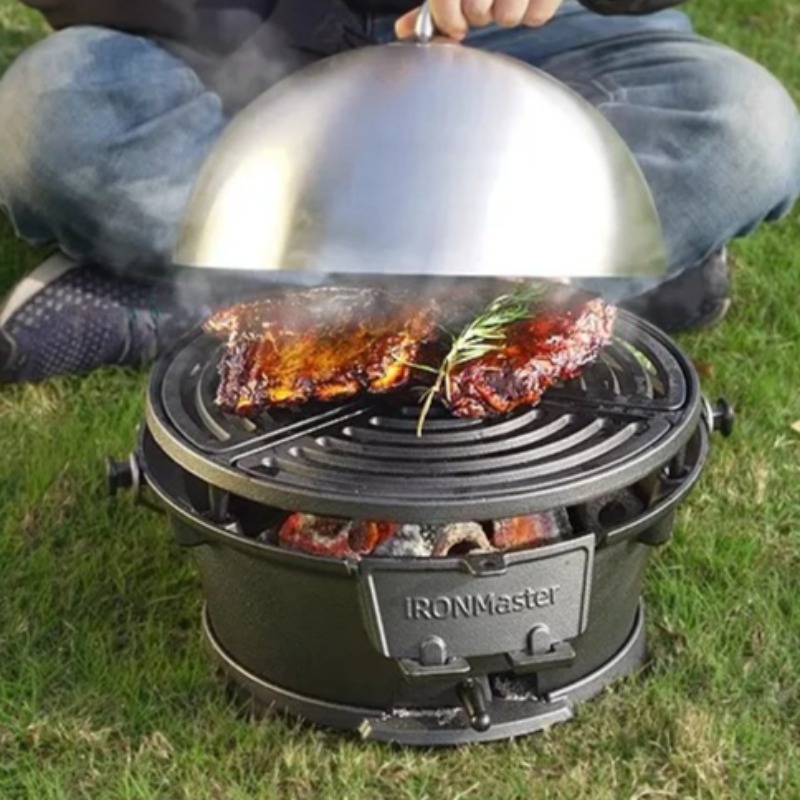 Ronde houtskoolgrill, voedselv - Camping Cooking Cast Iron recensie en prijs