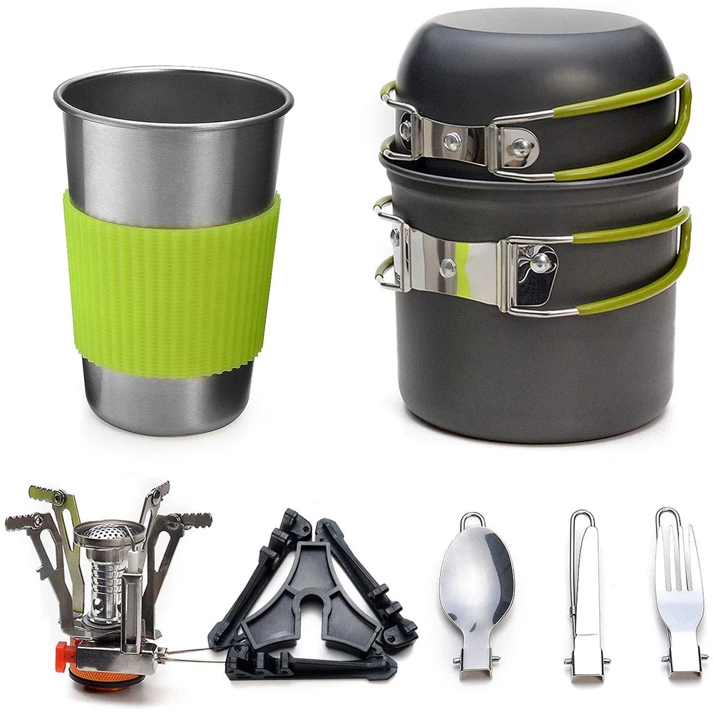 Campingpannenset met fornuis O - Camping Cooking Accessories Set recensie en prijs