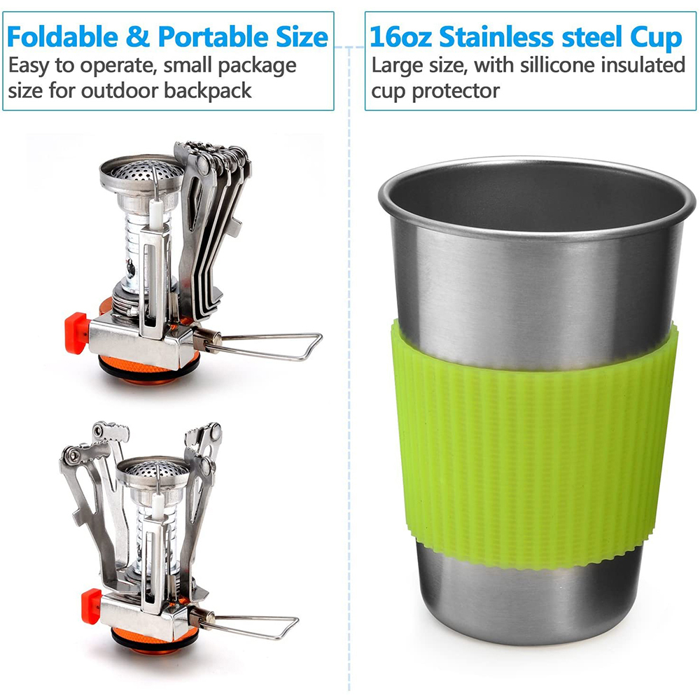 Campingpannenset met fornuis O - Camping Cooking Accessories Set recensie en prijs