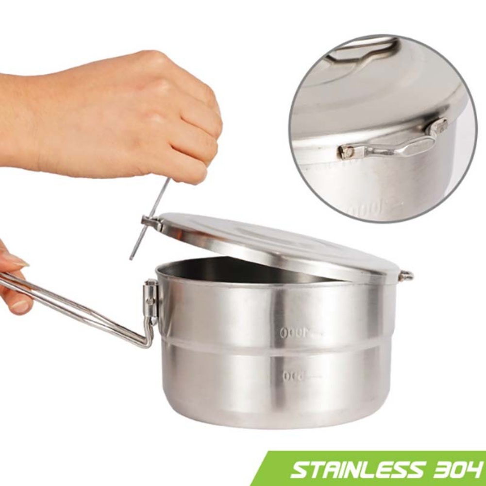 RVS buitenpot met inklapbaar h - Camping Cooking Materials recensie en prijs